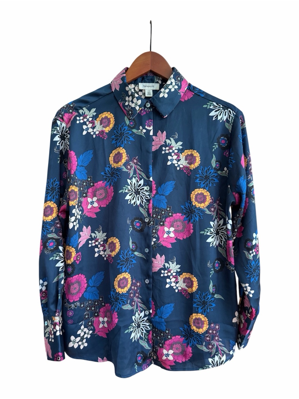 Tamara H Navy Floral Button-Down Shirt
